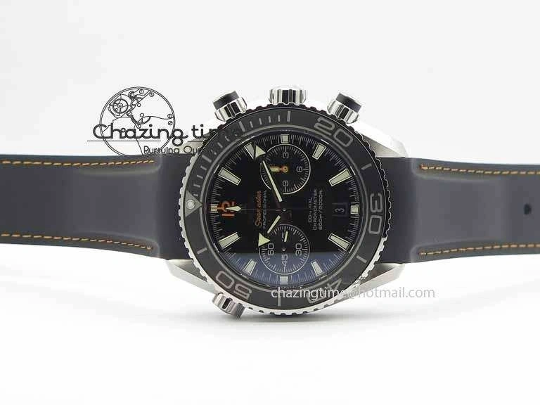 0115 Planet Ocean Master Chrono 45mm SS OM 1:1 Best Edition Black Dial Orange 12 On Rubber Strap A Durable 8169